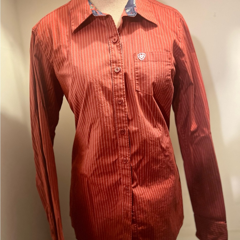 Ariat Red Striped Button Down Shirt